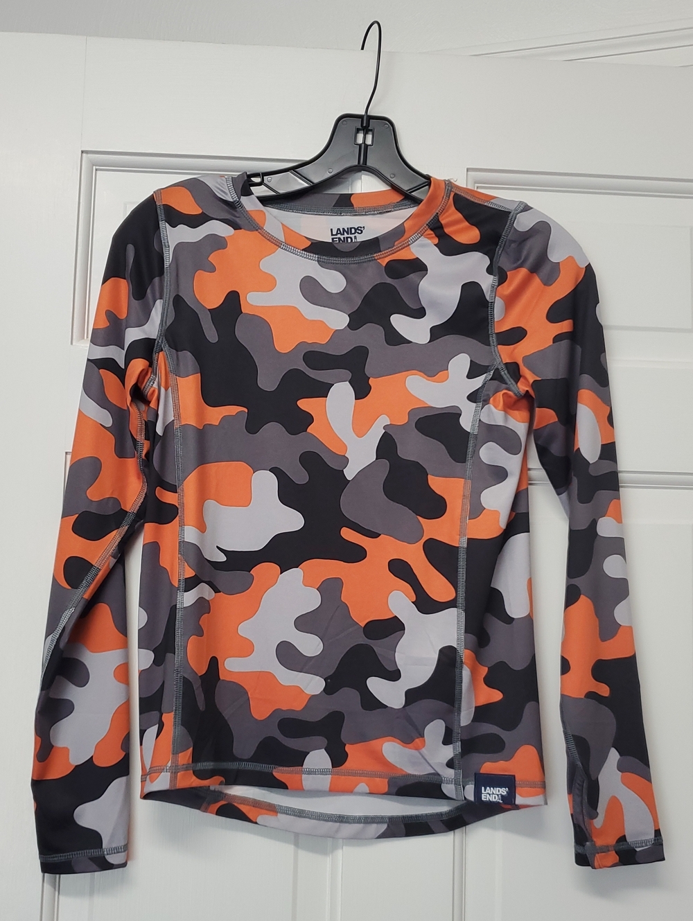LANDS' END Kids' Orange & Gray Camo Long Sleeve Shirt